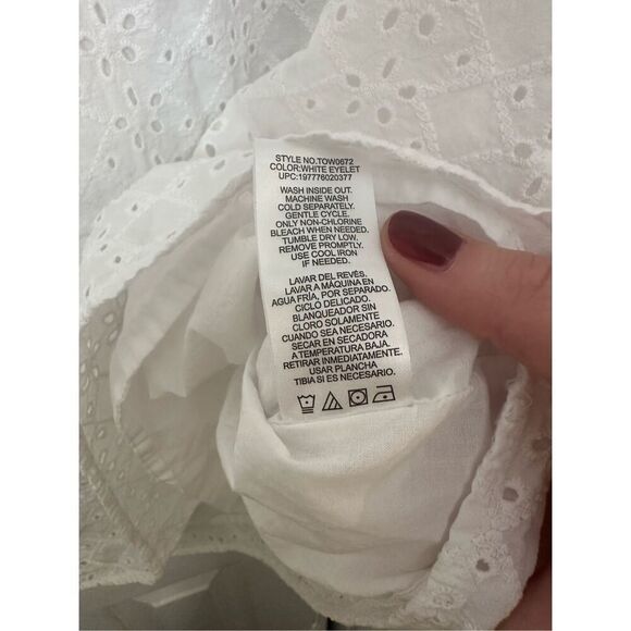 Draper James Women's Eyelet V Neck Blouse Top White Size Large - Picture 6 of 7